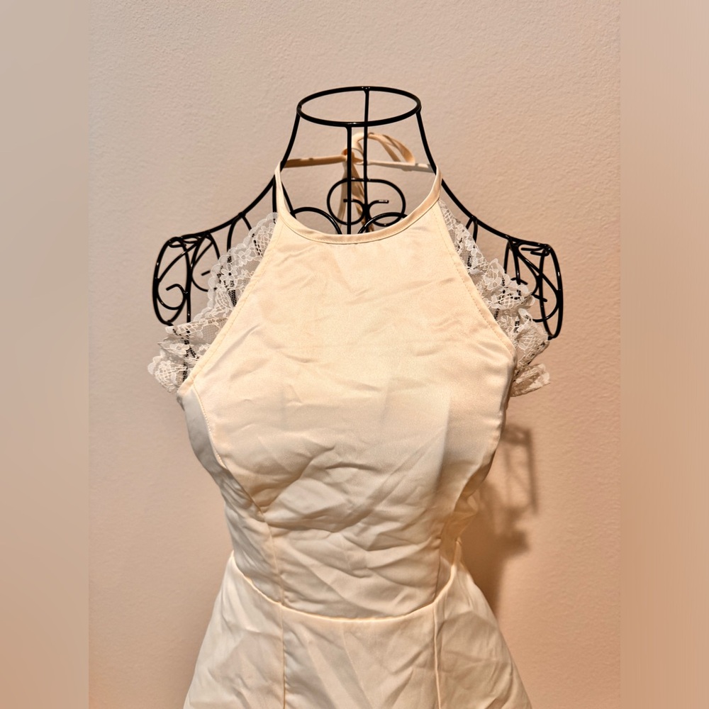 Off white dress with Bow and halter neck